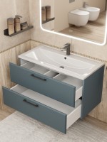 Тумба под раковину для ванной Uperwood Foster New 90 см, подвесная, серый графит