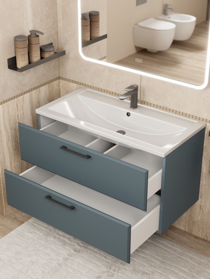 Тумба под раковину для ванной Uperwood Foster New 90 см, подвесная, серый графит