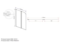 Душевая шторка на ванну VSB-12114CLB, 1140*1400, черный, стекло прозрачное