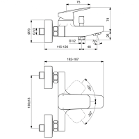 Ideal Standard CERAPLAN Смеситель настенный для ванны/душа, черный матовый