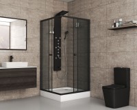 Душевой уголок Niagara Eco NG-008-14QT (80х80х195) низкий поддон(13см),черный,стекло тонированное,2 места
