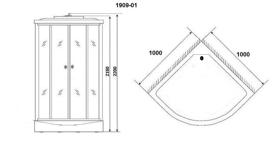 Душевая кабина Niagara Ultra NG-1909-01 (100х100х220) высокий поддон(48см),черный,стекло тонированное,4 места