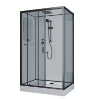 Душевая кабина Niagara Premium NG-6912-01QL BLACK (120х80х210) низкий поддон(16 см),черный,стекло тонированное,4 места