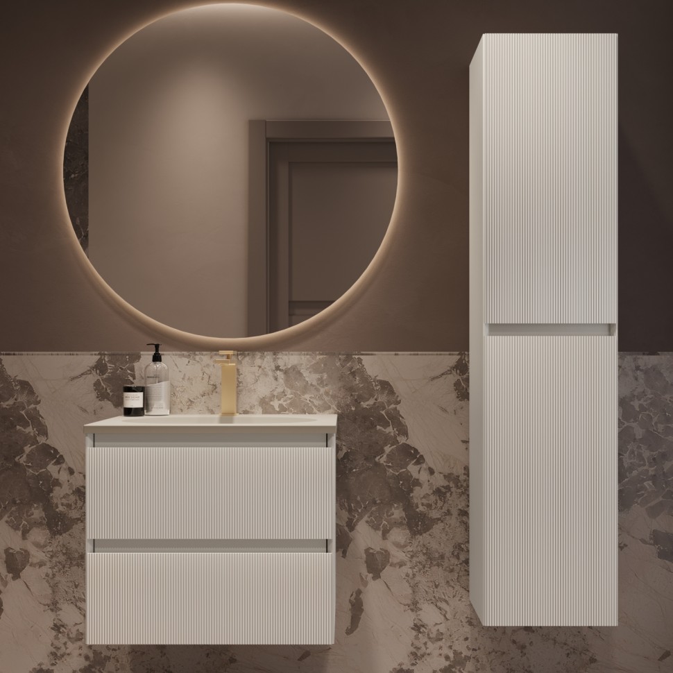 База под раковину Welle 600 подвесная, 2 выкатных ящика soft-close, M.White