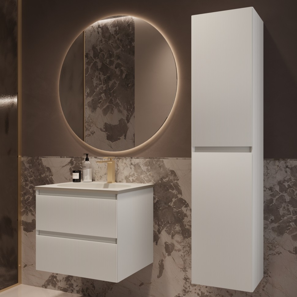 База под раковину Welle 600 подвесная, 2 выкатных ящика soft-close, M.White