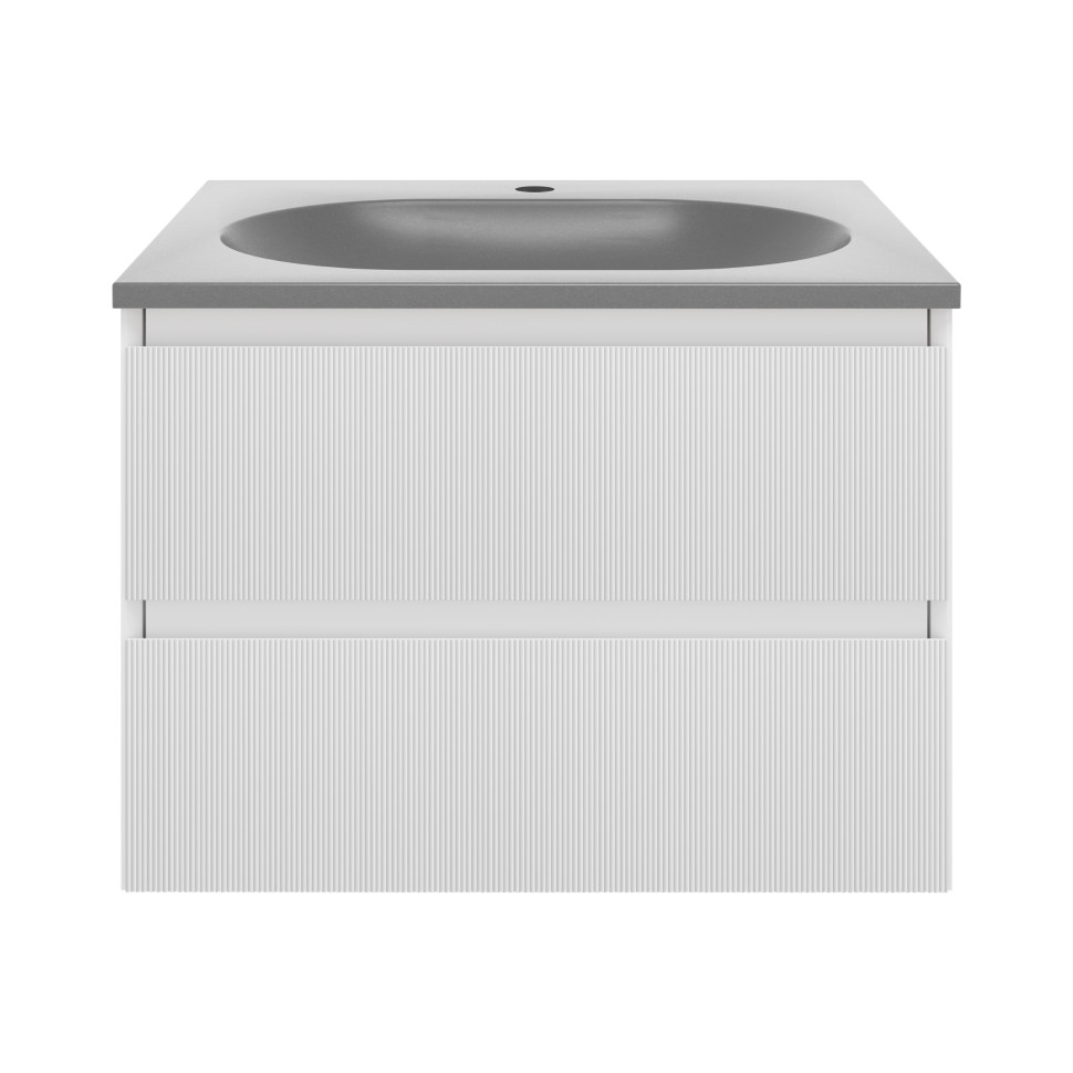 База под раковину Welle 600 подвесная, 2 выкатных ящика soft-close, M.White