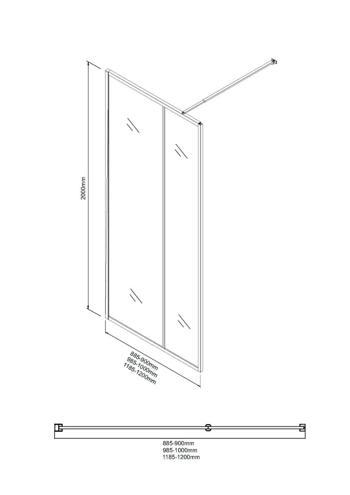 Душевая перегородка Niagara Nova NG-481-90FBLACK (90х200) черный матовый,стекло рифленое/тонированное,1 место