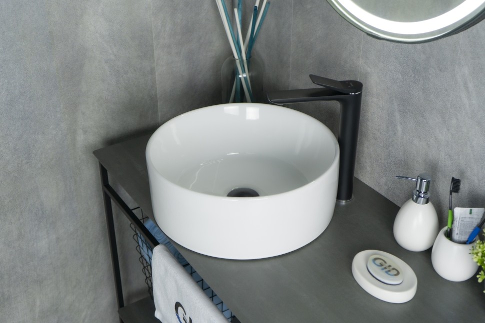 Раковина Gid N9011 51105 накладная белая 40x40x15