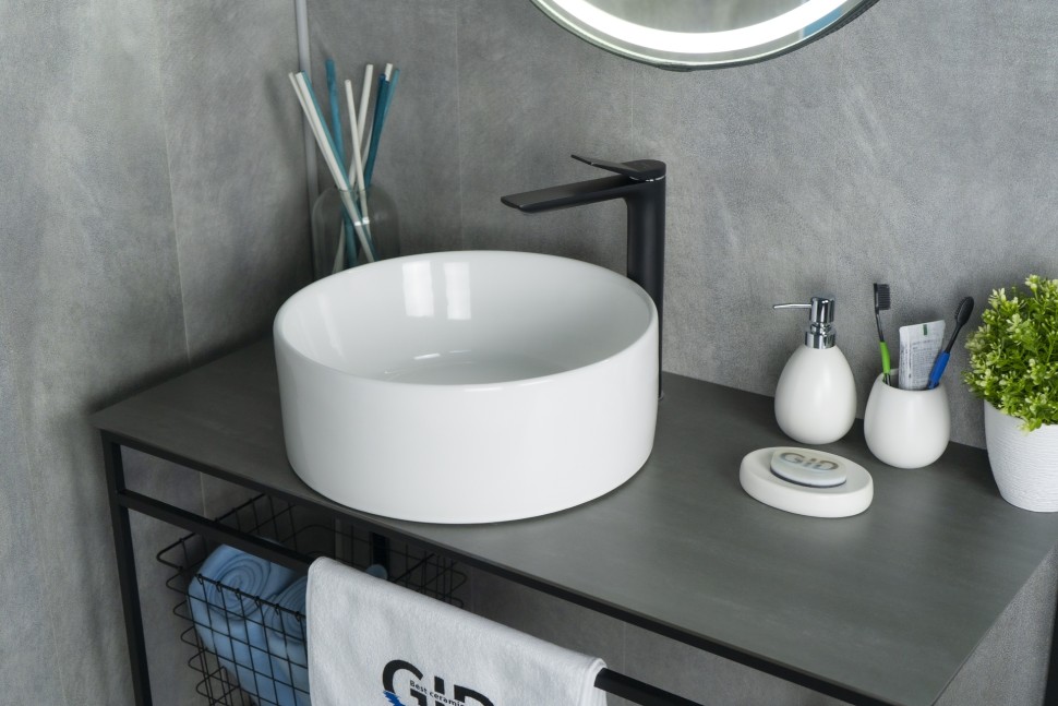 Раковина Gid N9011 51105 накладная белая 40x40x15