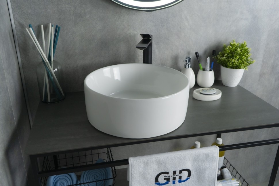 Раковина Gid N9011 51105 накладная белая 40x40x15