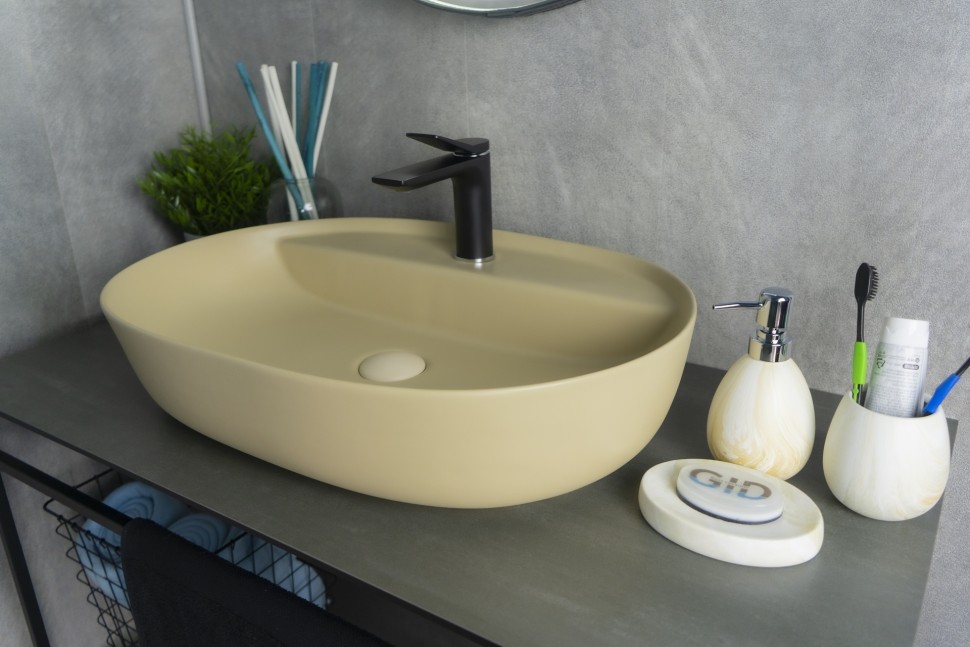 Раковина Gid Sr1346 53343 накладная светло-коричневая матовая 61x41x14