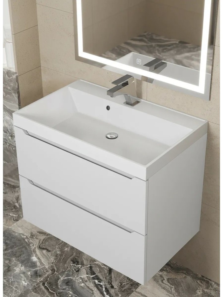 Раковина для ванной 70 см, Uperwood Classic, белая глянцевая