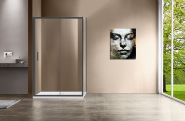 Душевой уголок Гарда (Garda) VSR-1G8012CLGM, 1200*800, вороненая сталь, стекло прозрачное