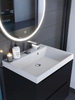 Раковина для ванной 80 см, Uperwood Classic Quartz, кварцевая, белая матовая, жасмин