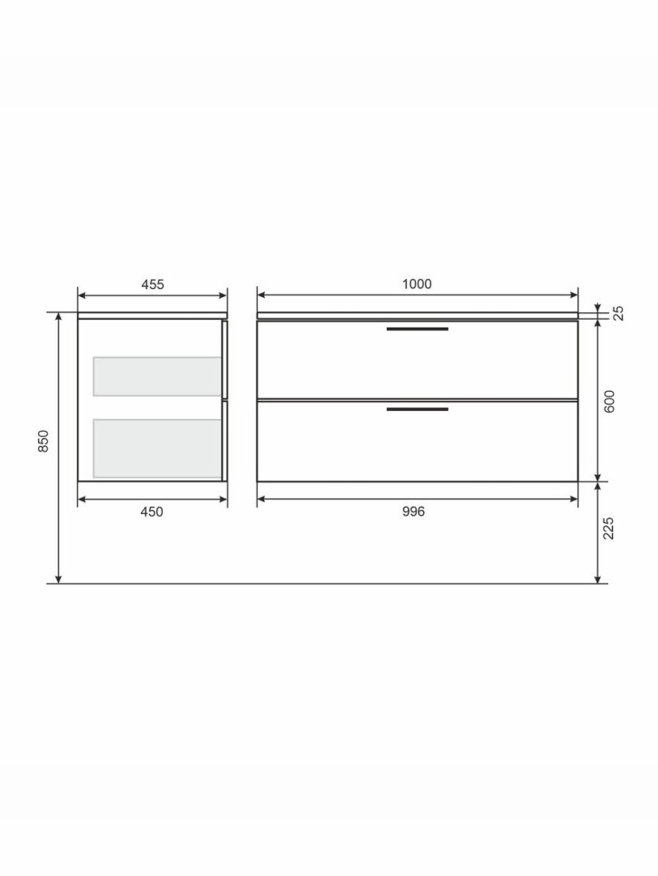 Тумба под раковину для ванной Uperwood Foster New 100 см, подвесная, серый графит
