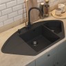 Кухонная мойка кварцевая Uperwood Quartz Premium UPD-06-04, угловая двухсекционная, черная