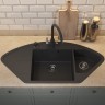 Кухонная мойка кварцевая Uperwood Quartz Premium UPD-06-04, угловая двухсекционная, черная