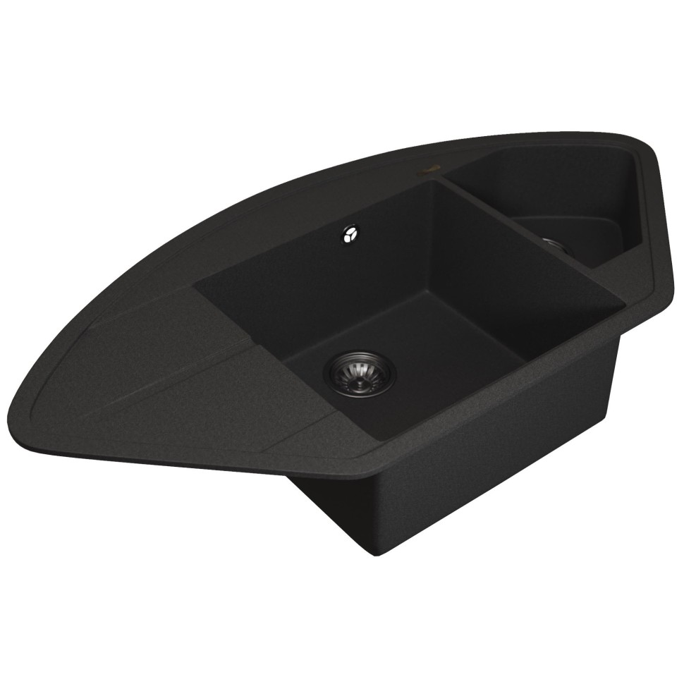 Кухонная мойка кварцевая Uperwood Quartz Premium UPD-06-04, угловая двухсекционная, черная