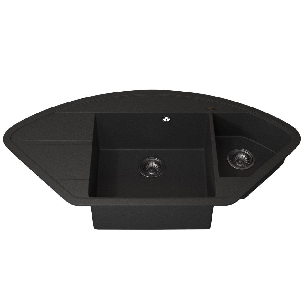 Кухонная мойка кварцевая Uperwood Quartz Premium UPD-06-04, угловая двухсекционная, черная