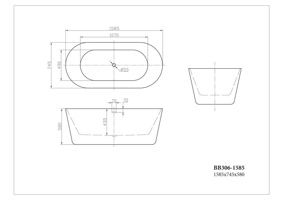 Акриловая ванна BELBAGNO BB306-1585