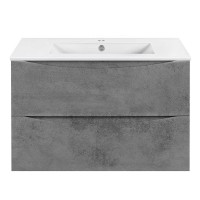 База под керамическую раковину Mia Slim 800 подвесная, 2 выкатных ящика soft close, Beton