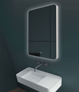 Зеркало LED VLM-3BE6007-2 600х700 c сенсорным выключателем и диммером, антизапотевание