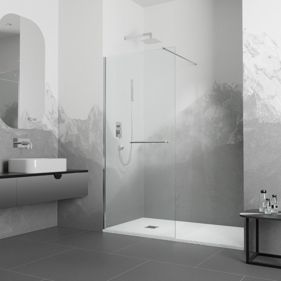 Душевая перегородка RGW 100х195 см WA-040 Хром, Прозрачное, 8 мм Easy Clean (35104010-11)
