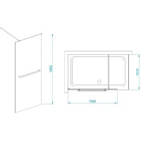 Душевая перегородка RGW 100х195 см WA-040 Хром, Прозрачное, 8 мм Easy Clean (35104010-11)