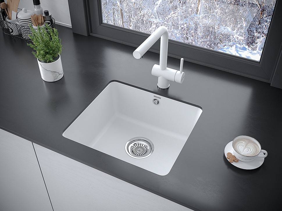 Мойка UNTER, IT-GRANIT, PM204543-WH, белый, 455х435, подст. мон. Paulmark