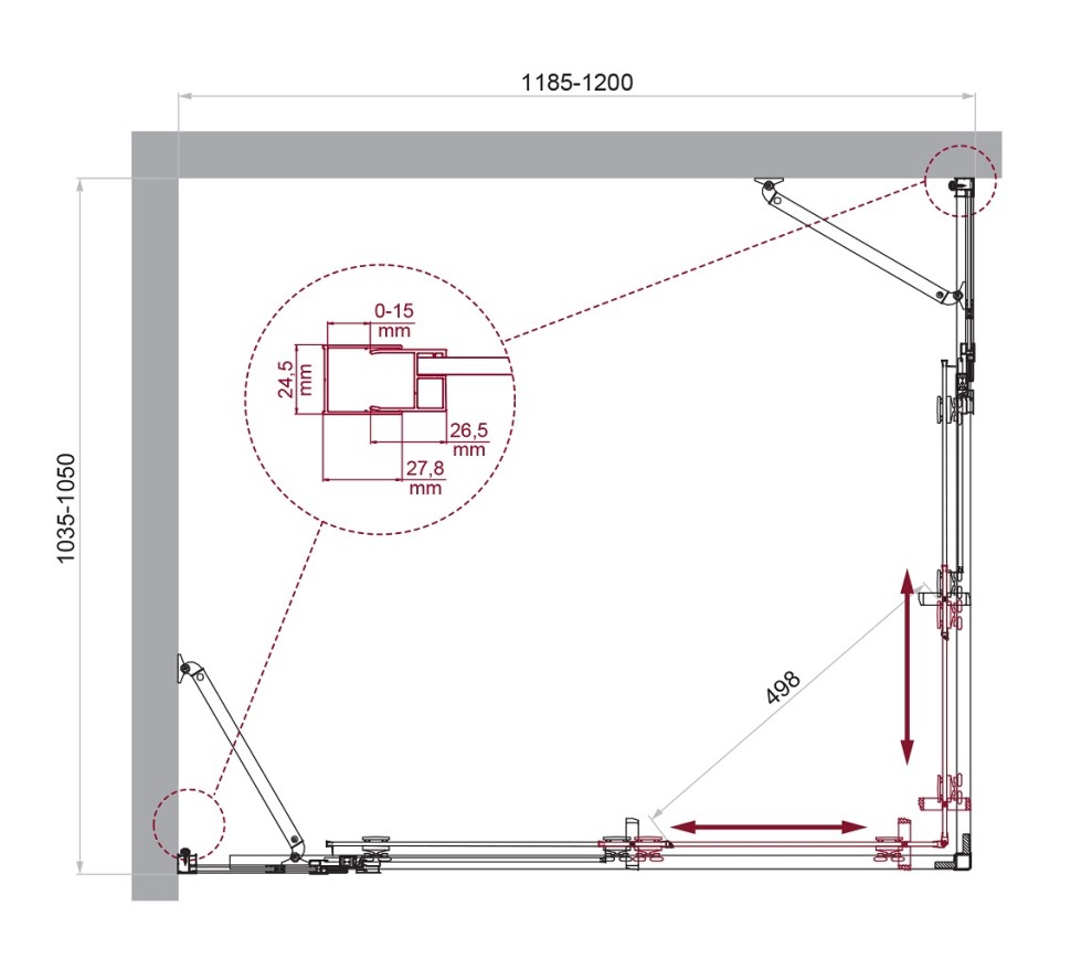 Душевой уголок BelBagno LUCE-AH-22-120/105-C-Cr