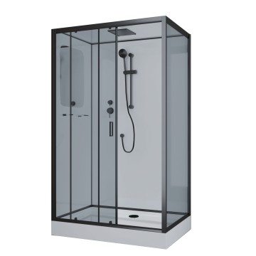 Душевая кабина Niagara Premium NG-6912-01QR BLACK (120х80х210) низкий поддон(16 см),черный,стекло тонированное,4 места