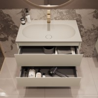 База под раковину Welle 800 подвесная, 2 выкатных ящика soft-close, M.Beige