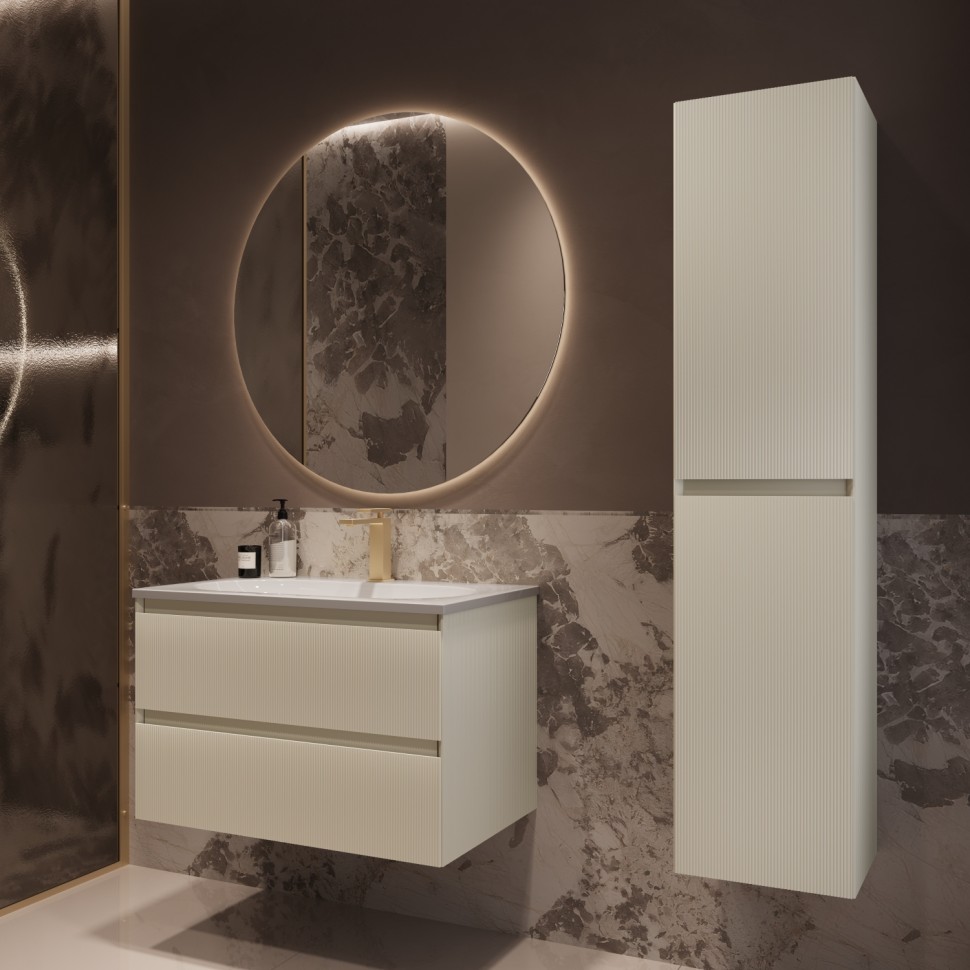 База под раковину Welle 800 подвесная, 2 выкатных ящика soft-close, M.Beige