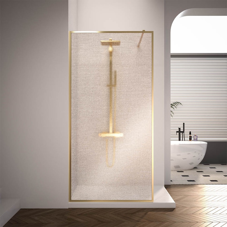 Душевая перегородка Veconi Korato KR-81GL, 1200x2000, брашированное золото, ламинированное золото New