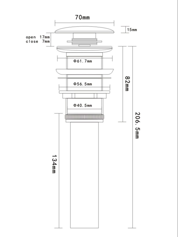 AQM7002-0MB Донный клапан без перелива, керамическая накладка, цвет черный матовый