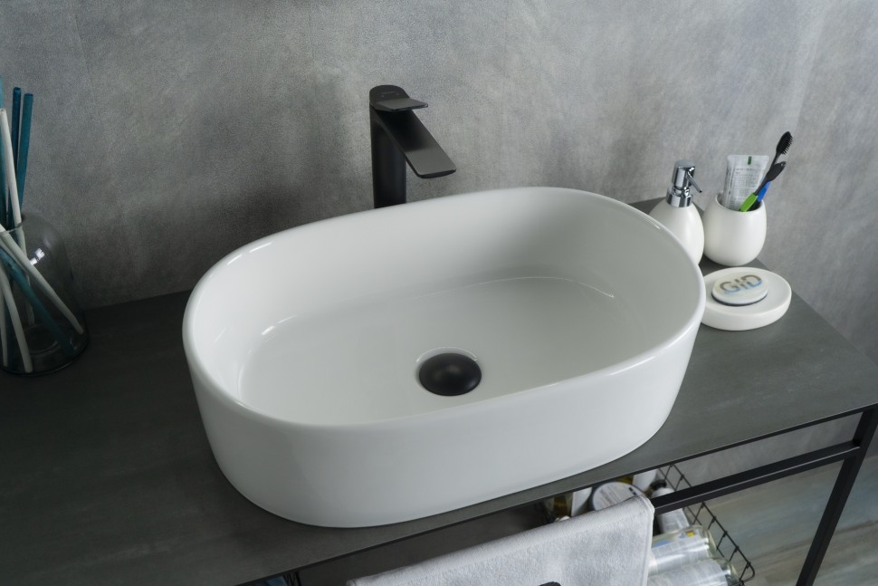 Раковина Gid N9025 51111 накладная белая 56x35x14