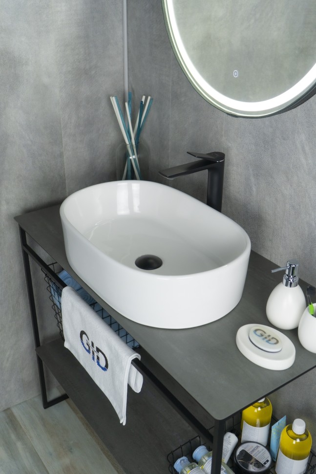 Раковина Gid N9025 51111 накладная белая 56x35x14