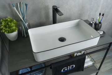 Раковина Gid Nc9399 52225 накладная белая / черная 60x34x11