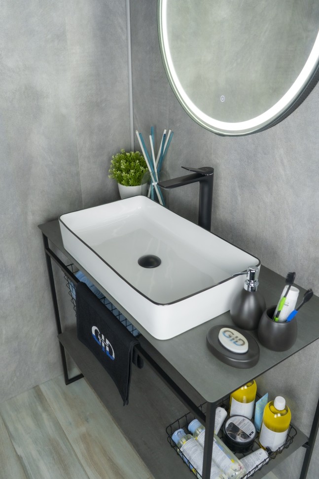 Раковина Gid Nc9399 52225 накладная белая / черная 60x34x11