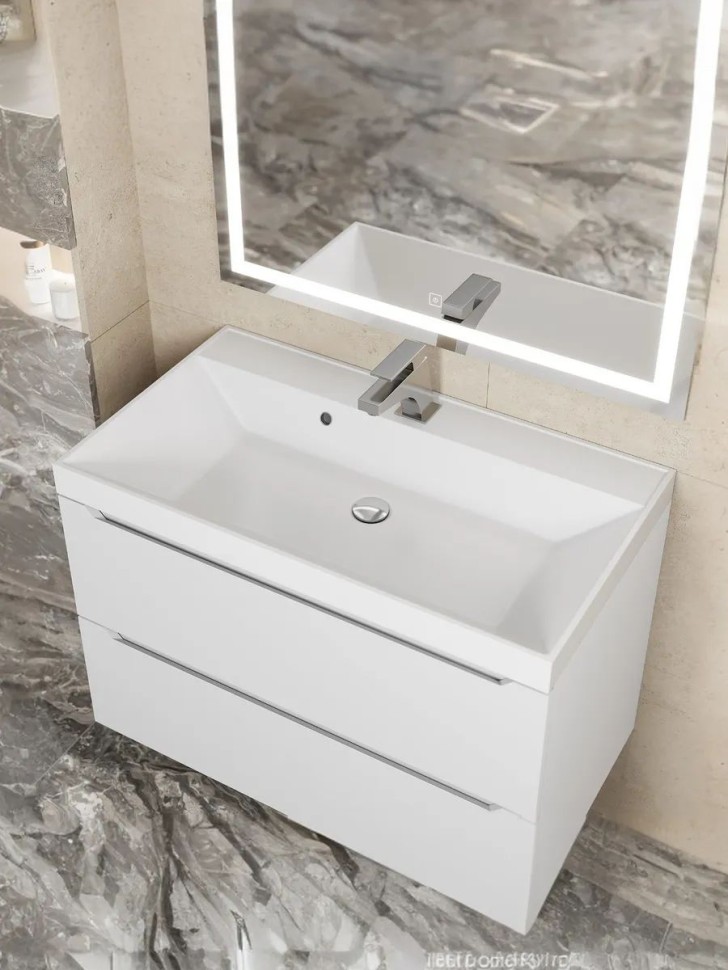 Раковина для ванной 80 см, Uperwood Classic, белая глянцевая