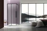 Душевой уголок Slim-N VSS-4SN9010CLB, 1000*900, черный, стекло прозрачное