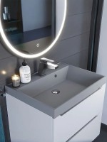 Раковина для ванной 80 см, Uperwood Classic Quartz, кварцевая, серая матовая, бетон