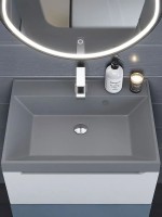 Раковина для ванной 80 см, Uperwood Classic Quartz, кварцевая, серая матовая, бетон