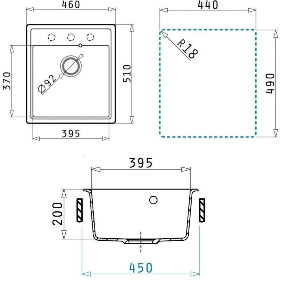 Кухонная мойка кварцевая Uperwood Quartz Premium UPD-07-01, прямоугольная, белая