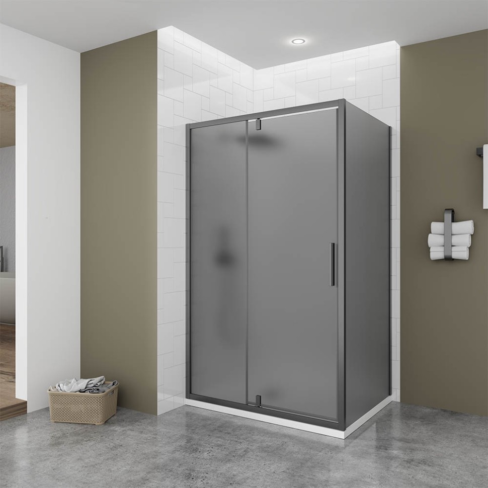 Душевой угол Veconi Ottimo P20SP GR, 1100х900х1900 графит брашинг, стекло тонированное матовое