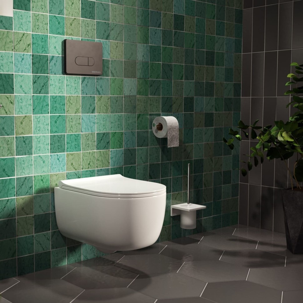 Инсталляция BERGES для скрытого монтажа унитаза NOVUM кнопка D5 Soft Touch, черная