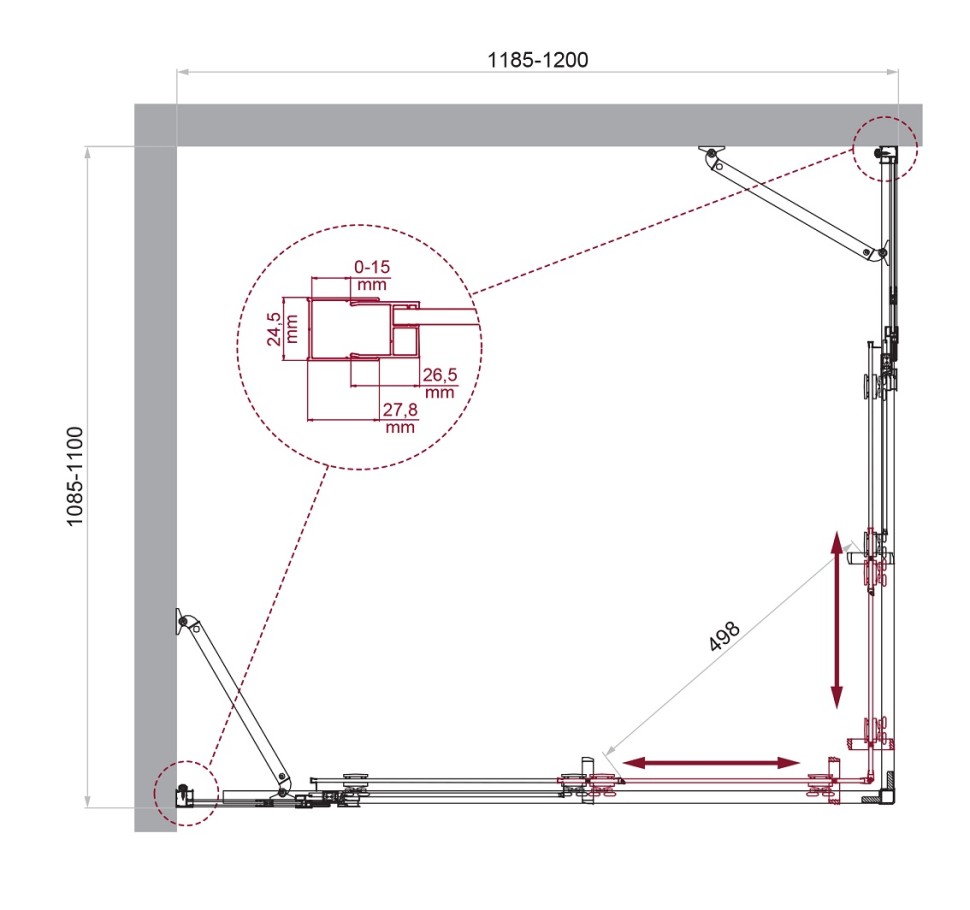 Душевой уголок BelBagno LUCE-AH-22-120/110-C-Cr