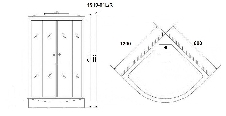 Душевая кабина Niagara Ultra NG-1910-01R (120х80х220) высокий поддон(48см),черный,стекло тонированное,4 места