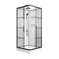 Душевая кабина Niagara Standart ST100/15QL/KL/BKT (100х100х225) низкий поддон(15см),черный,стекло прозрачное,3 места