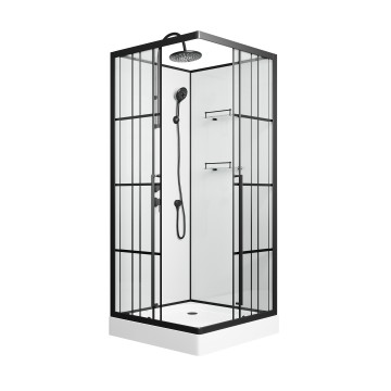 Душевая кабина Niagara Standart ST100/15QL/KL/BKT (100х100х225) низкий поддон(15см),черный,стекло прозрачное,3 места